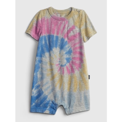 Baby Tie-Dye Shorty One-Piece in light heather grey, size: 6-12 M