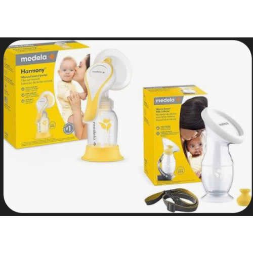 Medela Perfect Pair Bundle with Medela Harmony Manual Breast Pump & Silicone Breast Milk Collector, Lightweight and Discreet, Made Without BPA