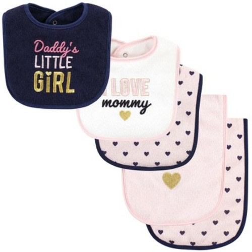 Hudson Baby Infant Girls Cotton Terry Bib and Burp Cloth Set, Daddys Little Girl, One Size