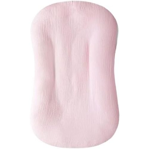 Hooyax Muslin Baby Lounger Cover Soft Organic Cotton Slipcover Fits Newborn Lounger for Baby Boys and Girls (Pink)