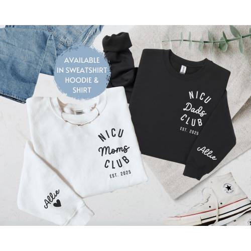Custom Matching Nicu Mom Nicu Dad Sweatshirt Hoodie Shirt, Nicu Mom Gift, Mother&#39;s Day Gift, Father&#39;s Day Gift, New Moms Preemie Baby Mama