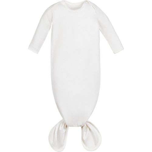 Under The Nile Organic Cotton Drop Needle - Knotted Gown - White, 0 to 3 Months