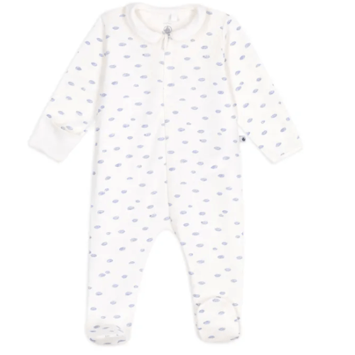 Pyjamas Dors Bien Zippé Nuages Organic Cotton | White