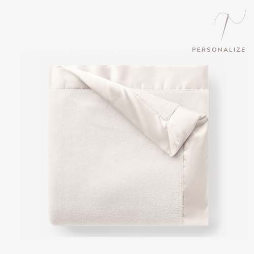 White Satin Trim Flannel Fleece Baby Stroller Blanket