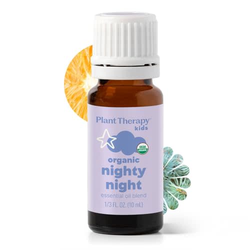 Plant Therapy Kids Organic Nighty Night Essential Oil Blend for Sleep, 10 mL (1/3 oz), 100% Pure, Undiluted, USDA Certified Organic, Encourages a Good Night's Rest