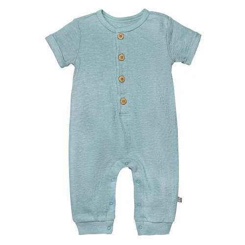 Modern Moments by Gerber Gender Neutral Short Sleeve Henley Romper, Sizes 0/3 Months - 24 Months
