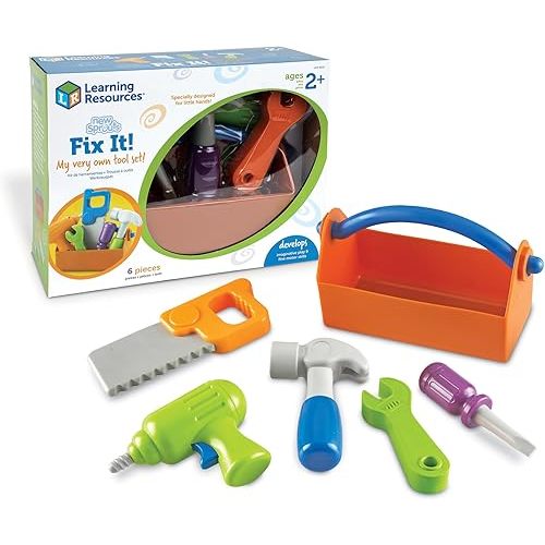Learning Resources New Sprouts Fix It!, Fine Motor, Pretend Play Toy Tool Set, 6 Piece, Ages 2+