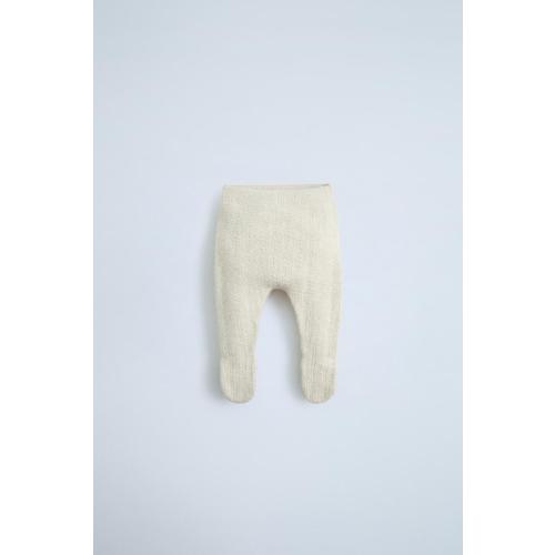 TEXTURED KNIT FOOTED LEGGINGS - Light beige | ZARA United States