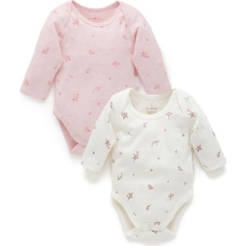 Purebaby Long Sleeve Bodysuit 2-Pack (0-3 Months)
