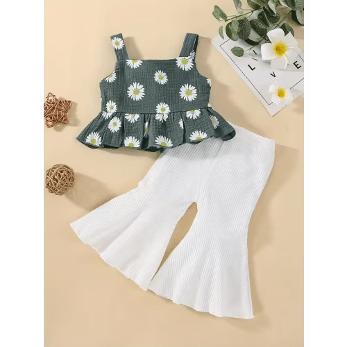 a two piece set baby girls featuring a sleeveless bubble - Temu