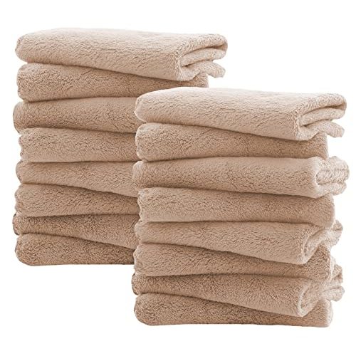 Spotted Play 16 Pack Burp Cloths for Baby - 20" by 10" Ultra Absorbent Burping Cloth, Newborn Towel - Milk Spit Up Rags - Burpy Cloths for Unisex, Boy, Girl - Burp Cloths Set (Brown)