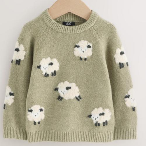 Buy Green Sheep Knitted Crew Neck Jumper (3mths-7yrs) from Next USA