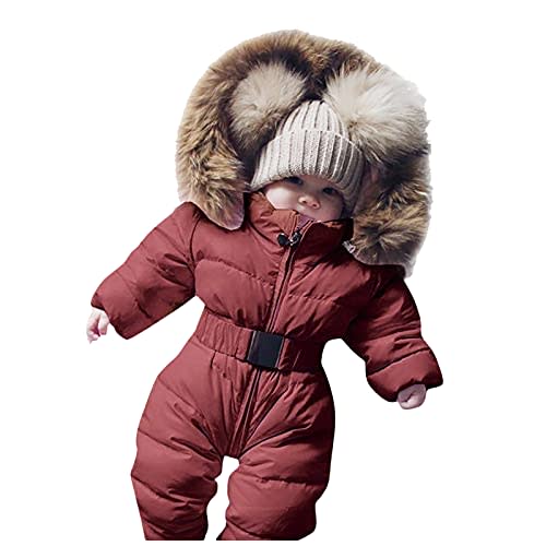 Outerwear Romper Coat Warm Infant Baby Jacket Snowsuit Girls Hooded Jumpsuit Girls Snow for Kids (Brown, 0-3 Months)