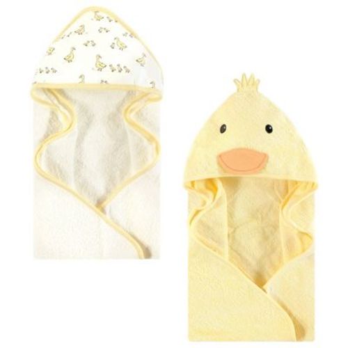 Hudson Baby Cotton Animal Face Hooded Towel, Yellow Duck, One Size