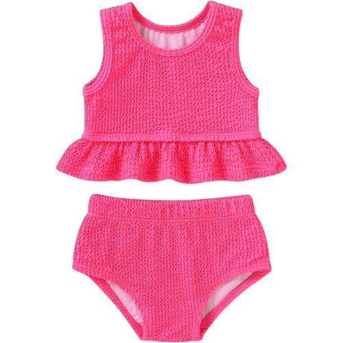 YOUNGER TREE Toddler Baby Girls Summer Swimsuit Sleeveless Striped Swimwear Two-Piece Suit Beach Bikini