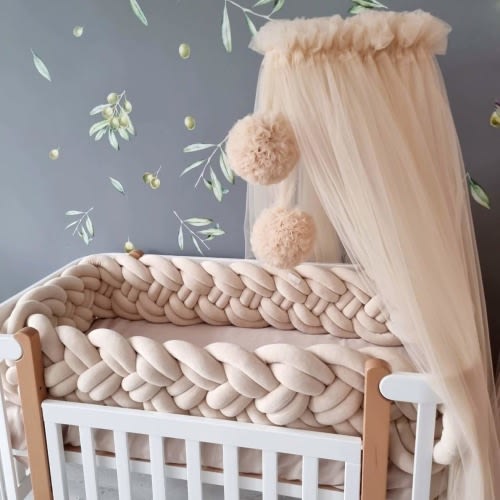 Braided crib bumper beige 25 cm