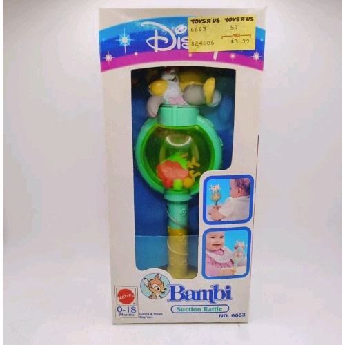 Vintage Disney Bambi Collection Thumper Suction Rattle Mattel New Sealed 1990s