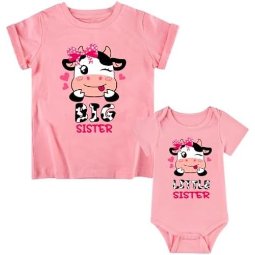 Funnycokid Big Sister Little Sister Matching Outfits Toddler Girl Shirt Newborn Clothes