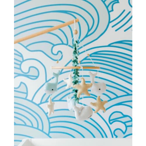 Whale Baby Mobile: Handmade Felt Nautical Nursery Decor