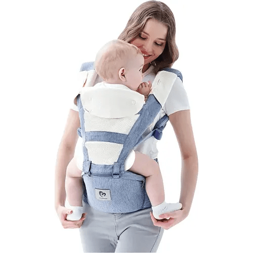 Baby Carrier, Bellababy Multifunction Baby Carrier Hip Seat (Ergonomic M Position) for 3-36 Month Baby, 6-in-1 Ways to Carry, All Seasons, Adjustable Size, Perfect for Shopping Travelling (Blue)