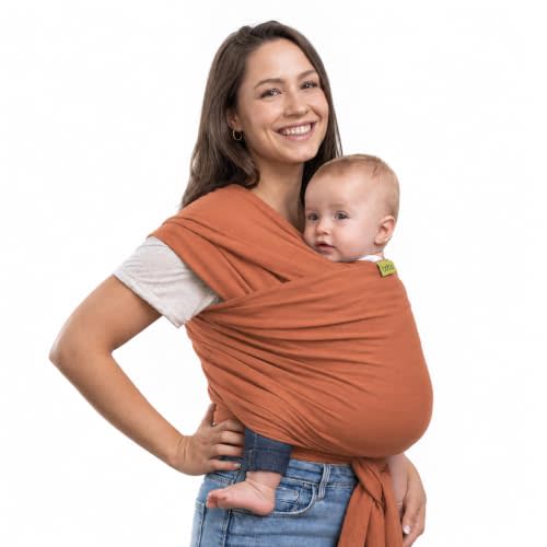 Boba Baby Wrap Carrier - Stretch Cotton Newborn Sling, Fox | Breathable, Hands-Free Babywearing Carrier Wrap; ergonomic, secure hold for newborn to toddler 7-35 lbs.
