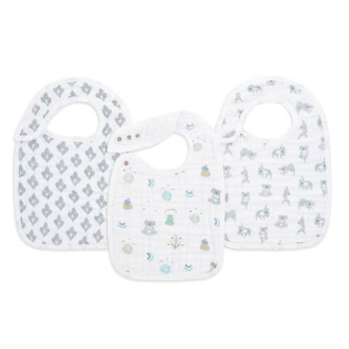 cotton muslin snap bib 3 pk - Now + Zen