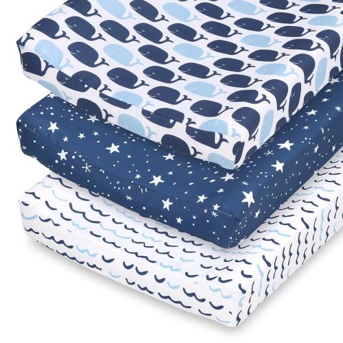 The Peanutshell Baby Girl or Boy Changing Pad Covers Set of 3 - Ultra Soft Baby Changing Pad Cover - Fits Standard Changing Table Pads, Durable, Machine Washable Sheets - Nautical Whale