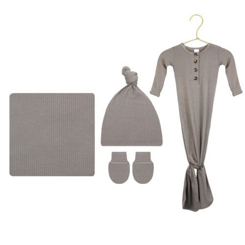 Beau Ribbed Newborn Hat Bundle (Gown)