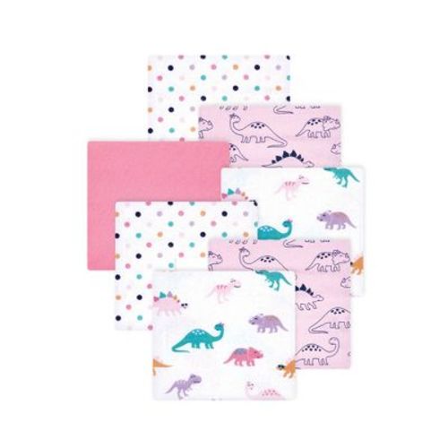 Little Treasure Hudson Baby Girls Cotton Poly Flannel Receiving Blankets Multipack, Pink Cuteasaurus, 30x30 Inches