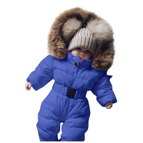 Boys Snowsuit Baby Girls Boys Romper Suit Warm Hooded Snowsuit Jumpsuit Down Coat Romper Padded Outwear Jacket Snow Wear