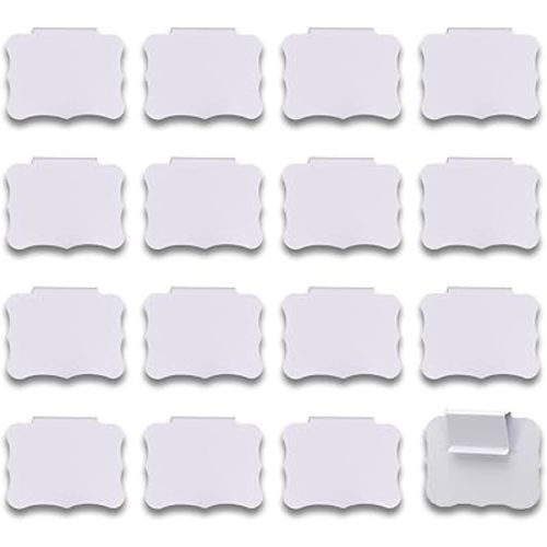 Gripebao 16 Pack Basket Labels Clip on for Storage Bins, Reusable Removable Basket Tags for Organization, Basket Clips for Labeling, Fabric Bin Labels for Pantry Kitchen Cabinet (White)