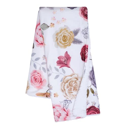 Lambs & Ivy Secret Garden Ultra-Soft Fleece/Minky Floral Baby Blanket