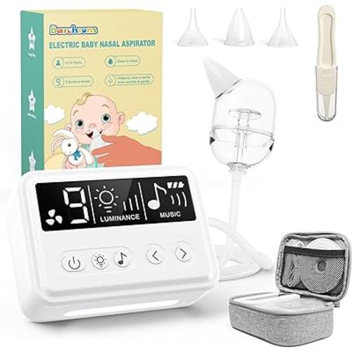 Electric Nasal Aspirator for Baby, Hospital Grade 9 Suction Baby Nose Sucker with Built-in Music & Night Light Nose Suction for Infants Babies Toddlers with Larger Snot Storage Tank