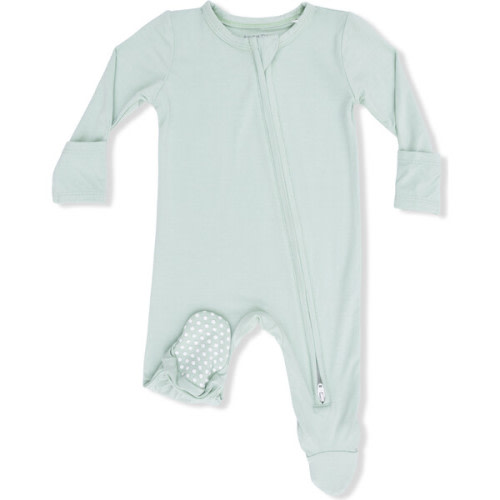 2 Way Zipper Footie, Solid Cameo Green - Angel Dear | Maisonette