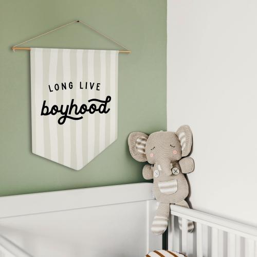 Long Live Boyhood Pennant Banner – Striped Wall Decor for Boys