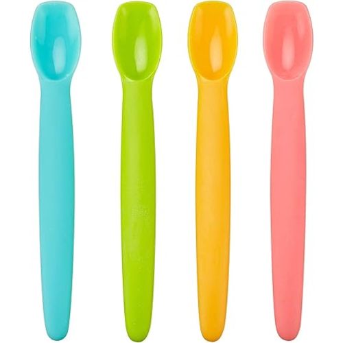 Innobaby Silicone Baby Spoon with Carrying Case Gum Friendly (4 Pack)(Aqua, Mango, Green, Pink)