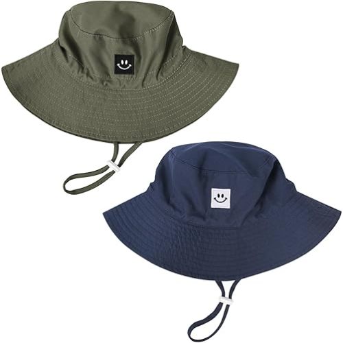 Baby Toddler Sun Hat,Kids Summer Smile Face UPF 50+ Beach Bucket Hat for Boys Girls Children