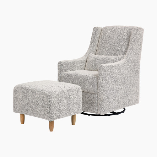 babyletto Toco Swivel Glider and Stationary Ottoman - Black/White Boucle