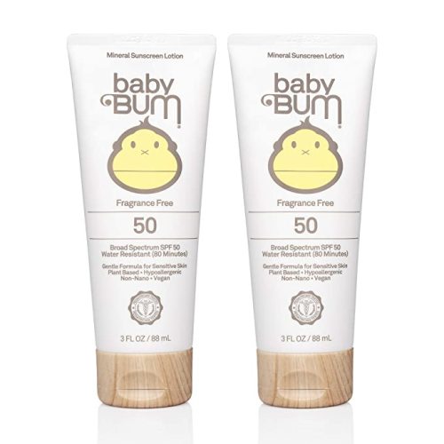 Baby Bum Mineral Sunscreen Lotion | SPF 50 | UVA, UVB Face and Body Protection | Fragrance Free Safe for Sensitive Skin | Travel Size | 3 Ounce | Pack of 2