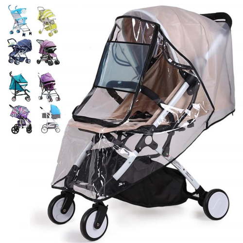 iFCOW Universal Stroller Rain Cover with Zippered Window for Single Strollers, Black Edge