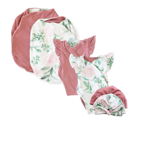 NEWBORN ESSENTIALS BUNDLE - Flutter Sleeve blushing eucalyptus- size Small/0M