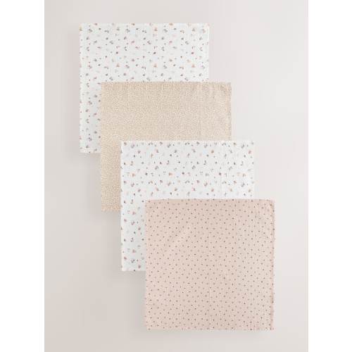 Ditsy Floral Baby Muslin Cloths 4 Pack