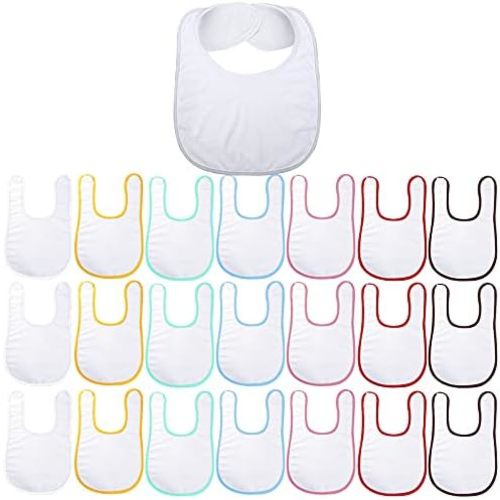 Geyoga 20 Pieces Sublimation Blanks White Bibs for Baby Decorating Washable Reusable Fabric Bibs
