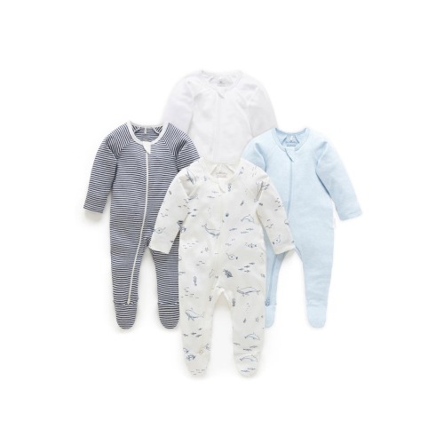4 Pack Zip Footie Boys