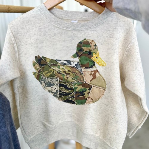 Faux Camo Patchwork Ducky Boy's Fleece Sweatshirt