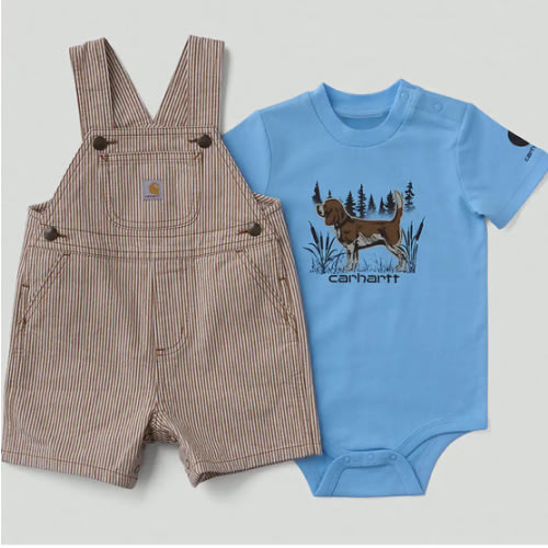 Boys' 2-Piece Short Sleeve Bodysuit & Brown Stripe Shortall Set (Baby) | New Kid's Clothing & Accessories | Carhartt