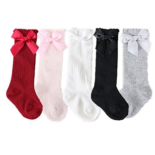 Colorful Childhood Baby Girls Knee High Socks Toddlers Tube Ruffled Bow Stockings Infant Newborn Cotton Princess Frilly Socks