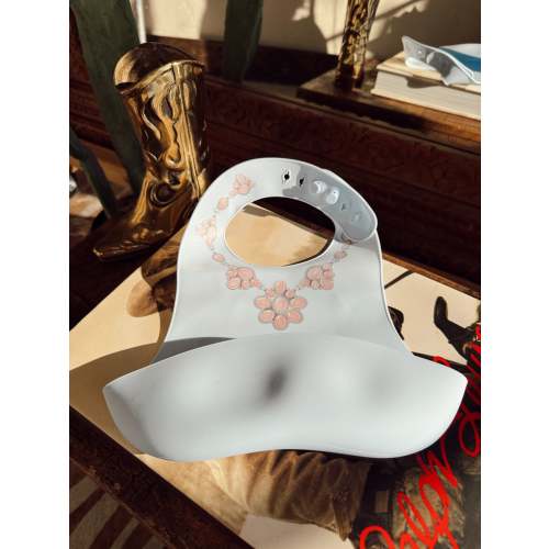 The Pink Conch Silicone Bib in Baby Blue