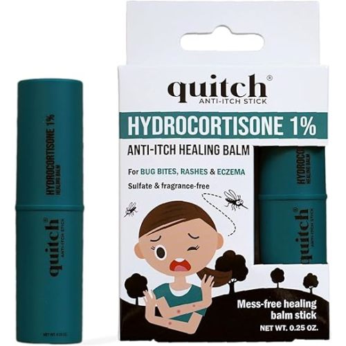 quitch Hydrocortisone Healing Balm, Eczema Cream for Kids Stick, Psoriasis Relief Treatment, Anti Itch Maximum Strength, Healing Ointment, Rash, Dry Skin Treatment for Skin, Avocado Oil Squalane
