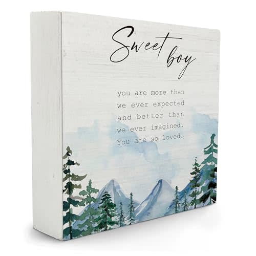 Sweet Boy Wooden Box Sign,Inspirational Wooden Box Sign For Boy's Gift,Nursery Boy's Bedroom Desk Decor,Forest Nursery Decor